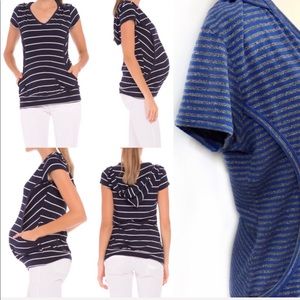 ✨SALE✨Olian Blue/Gray Stripe Nursing Maternity Top